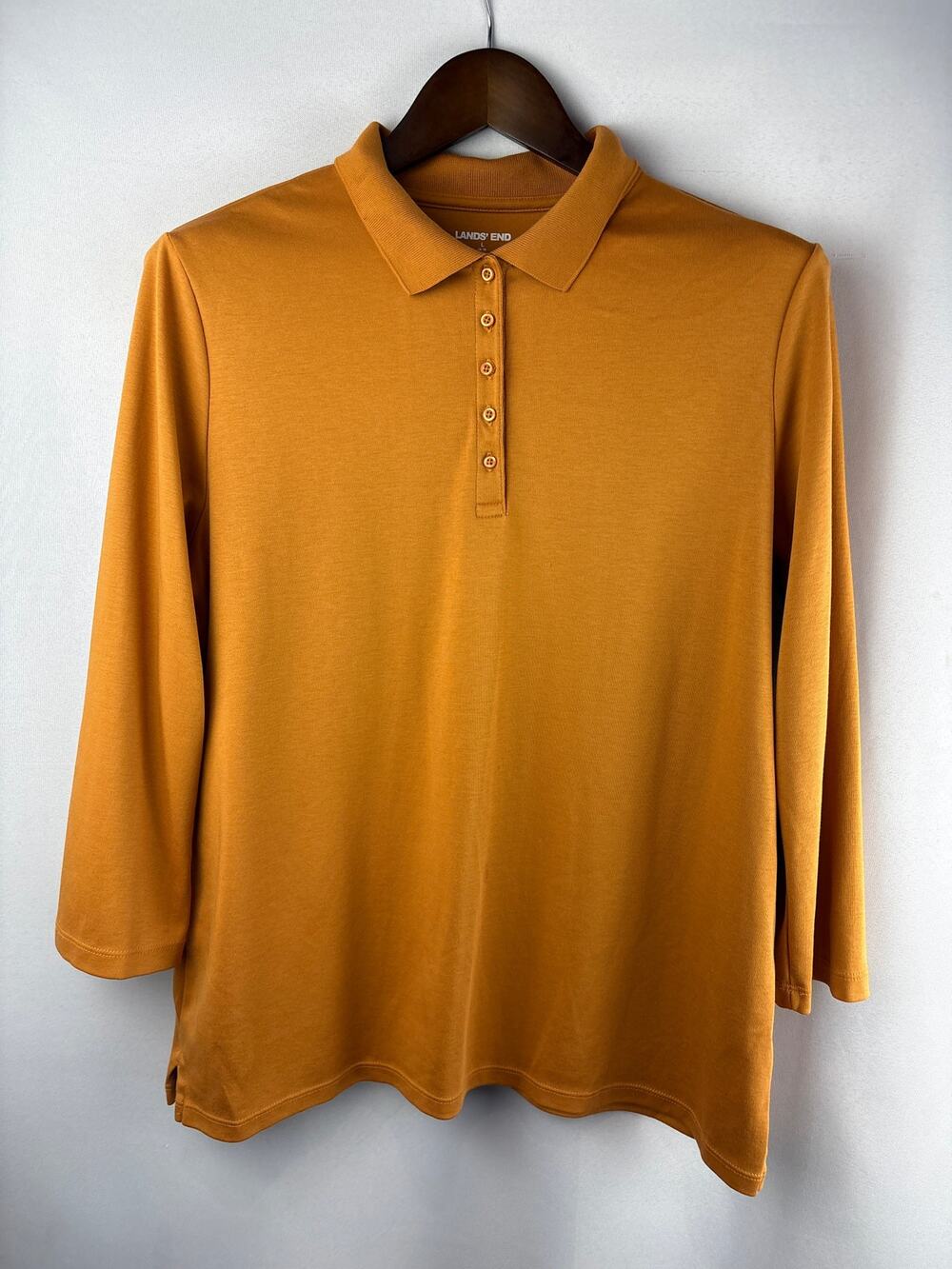 Women’s Lands’ End Large Gold Half Sleeve Polo Shirt